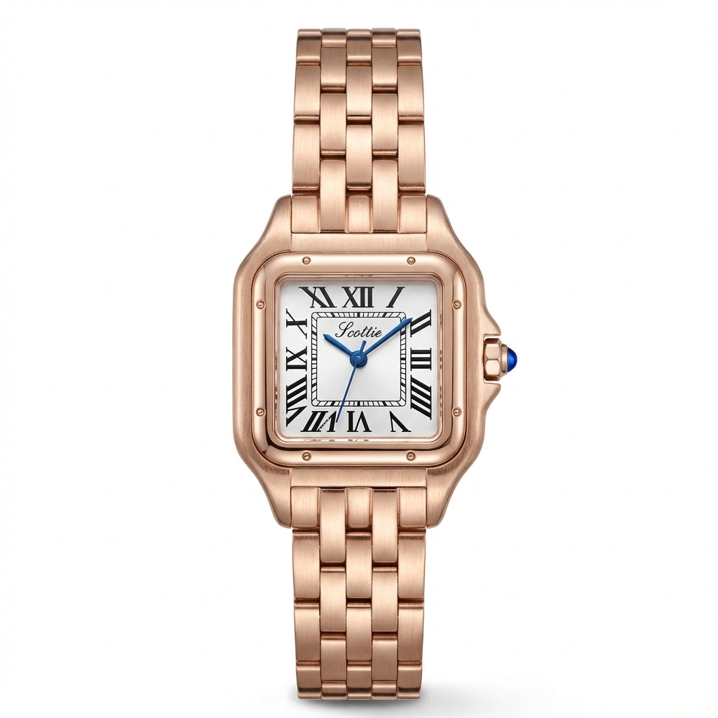 Rose White Rose Small Square Watch Water Resistance Women's Watches