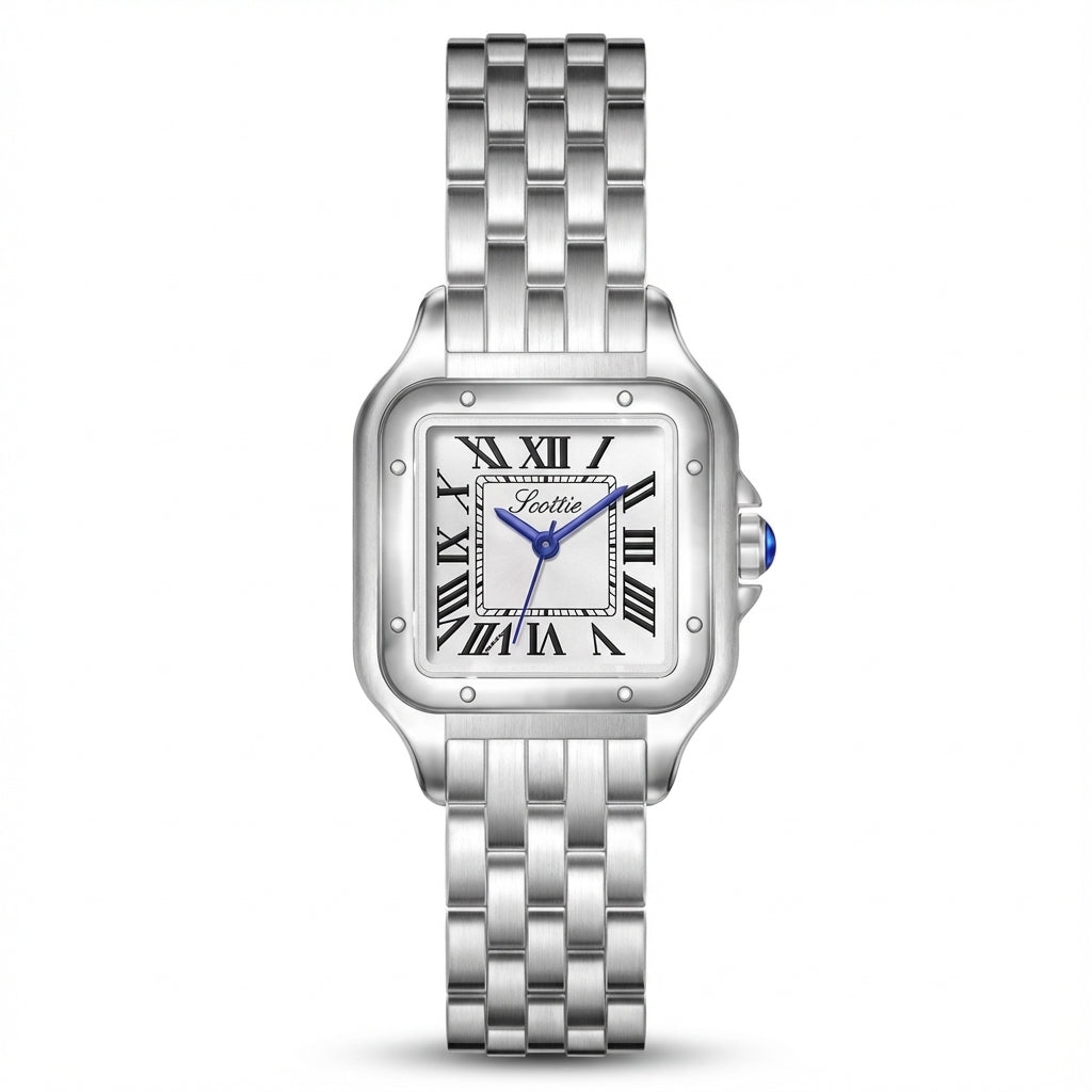 Steel White Shell Small Square Water Resistance Women's Watches