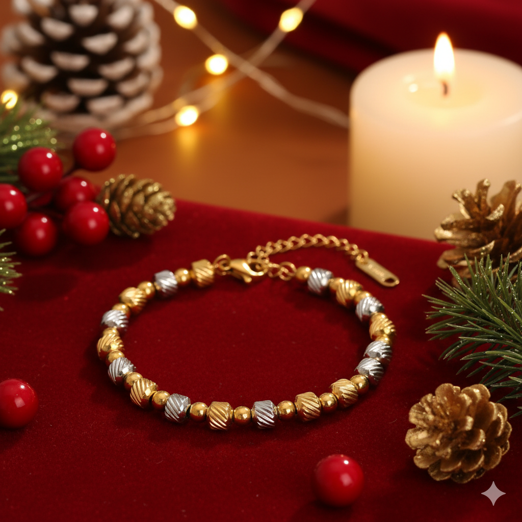 CASUAL SIMPLE STYLE ROUND TITANIUM STEEL 18K GOLD PLATED BRACELETS IN BULK J-73623B