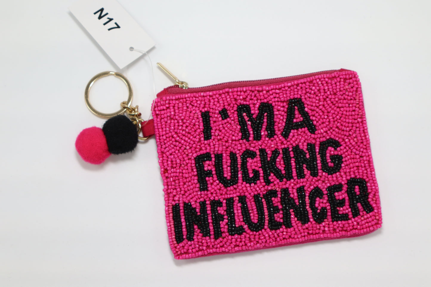I’ M A FUCKING INFLUENCER KEYCHAIN BEADED COIN PURSE