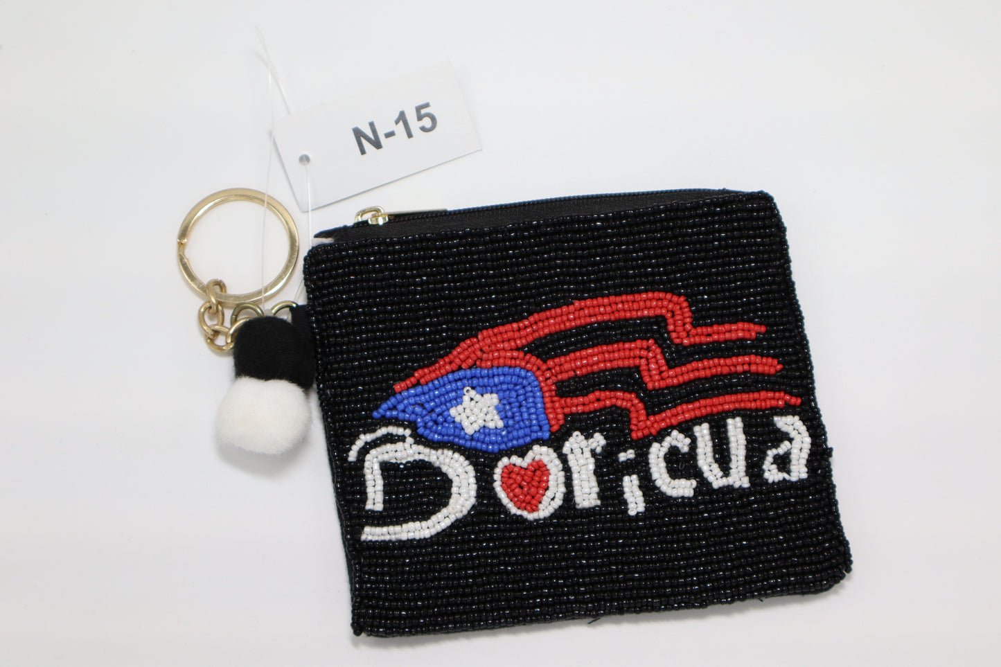 BORICUA KEYCHAIN BEADED COIN PURSE