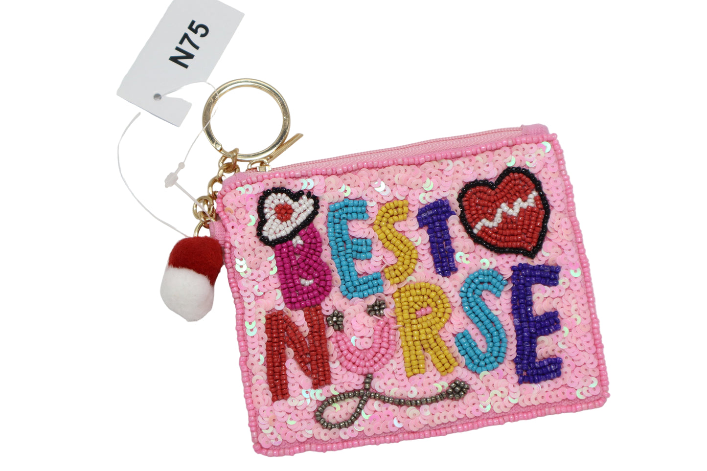 NURSE KEYCHAIN BEADED COIN PURSE