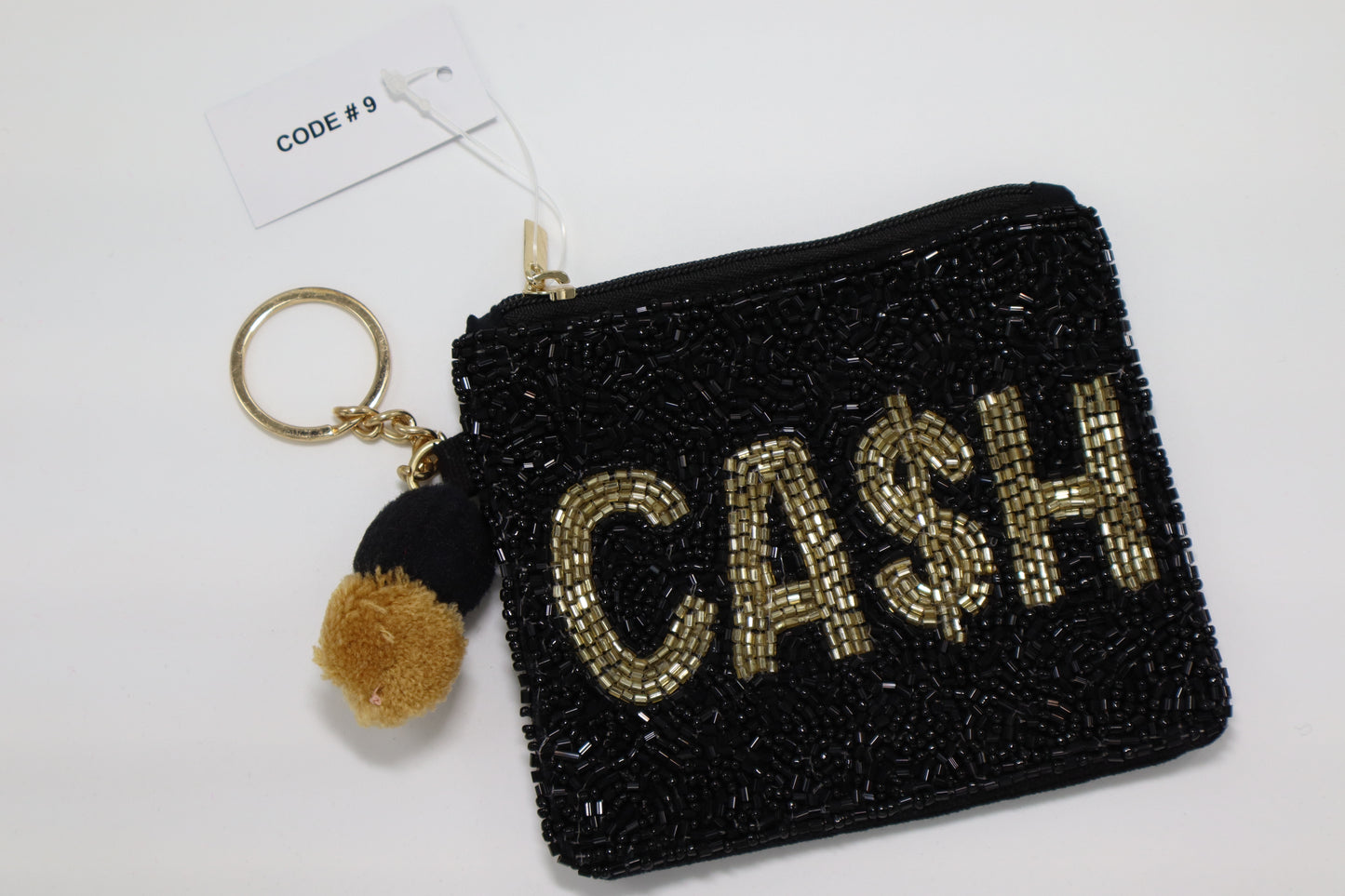CASH KEYCHAIN BEADED COIN PURSE