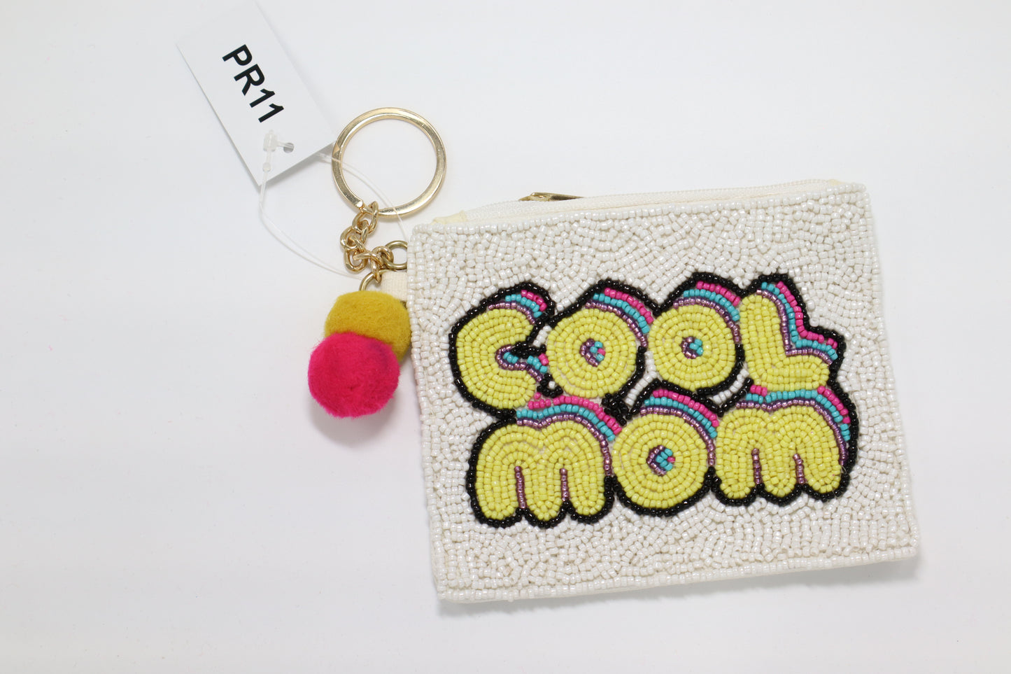 COOL MOM KEYCHAIN BEADED COIN PURSE