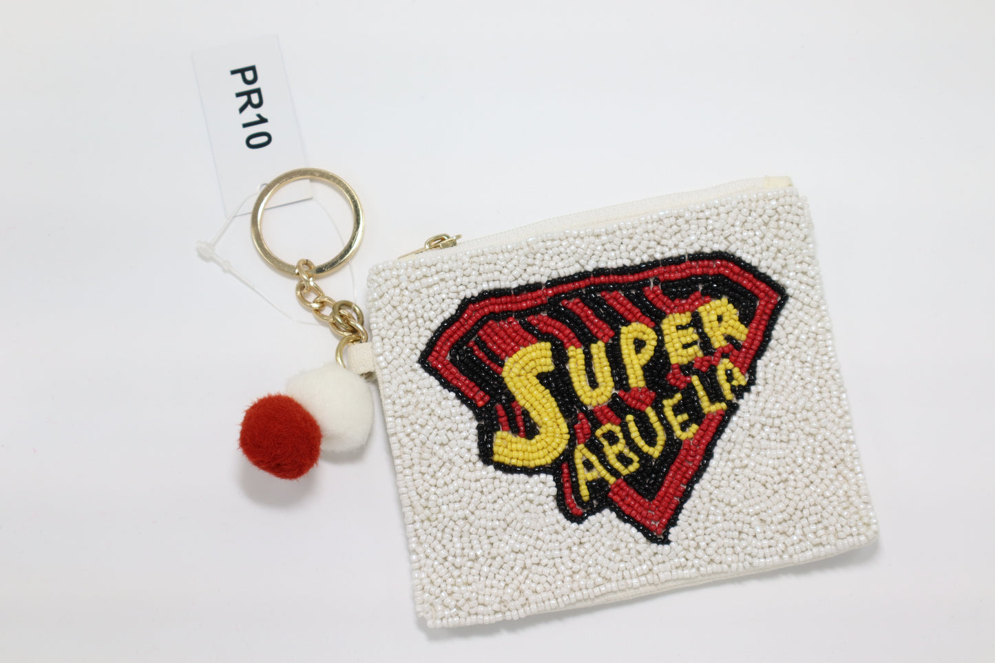 SUPER ABUELA KEYCHAIN BEADED COIN PURSE