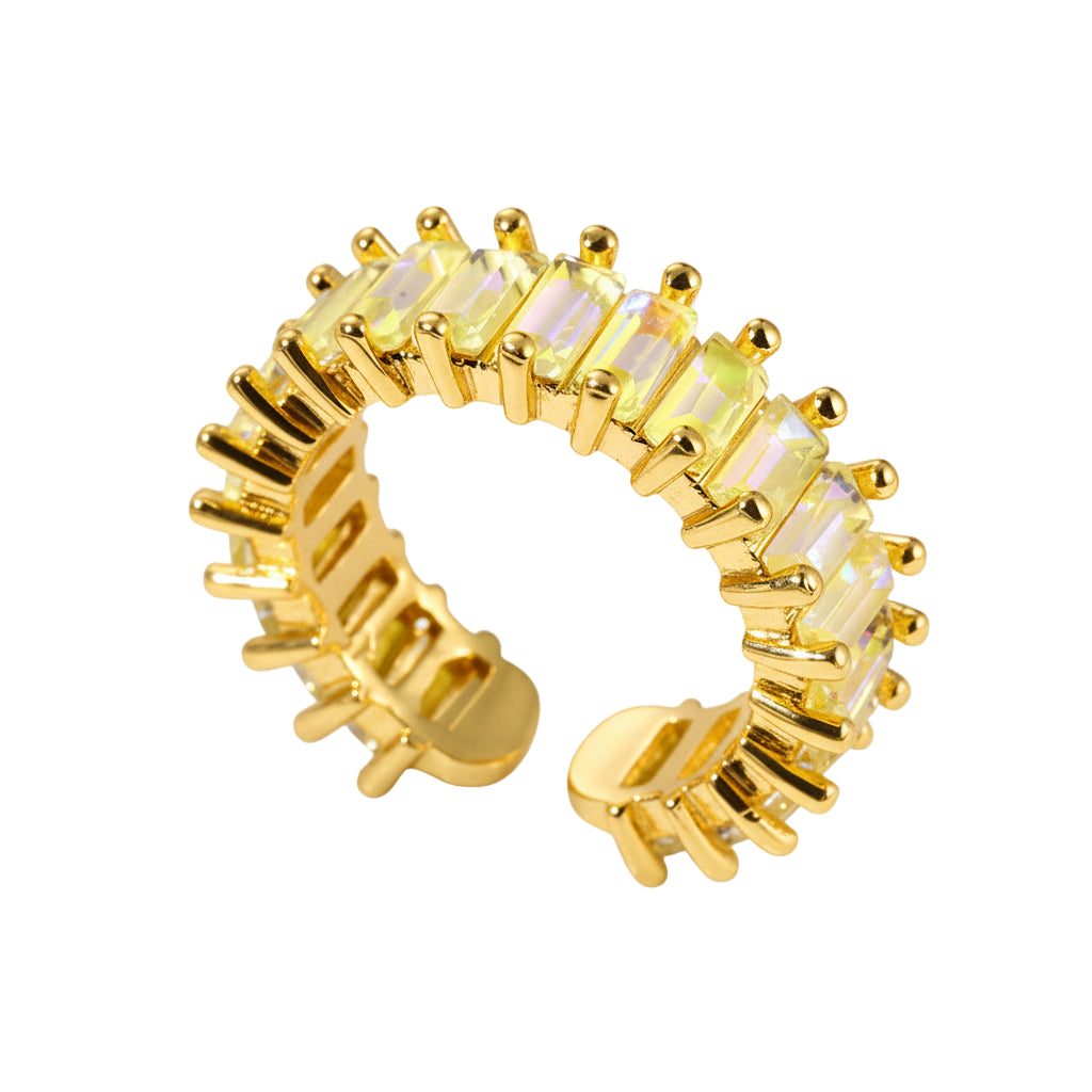 YELLOW GEOMETRIC STAINLESS STEEL MODERN STYLE OPEN RINGS J-78300R