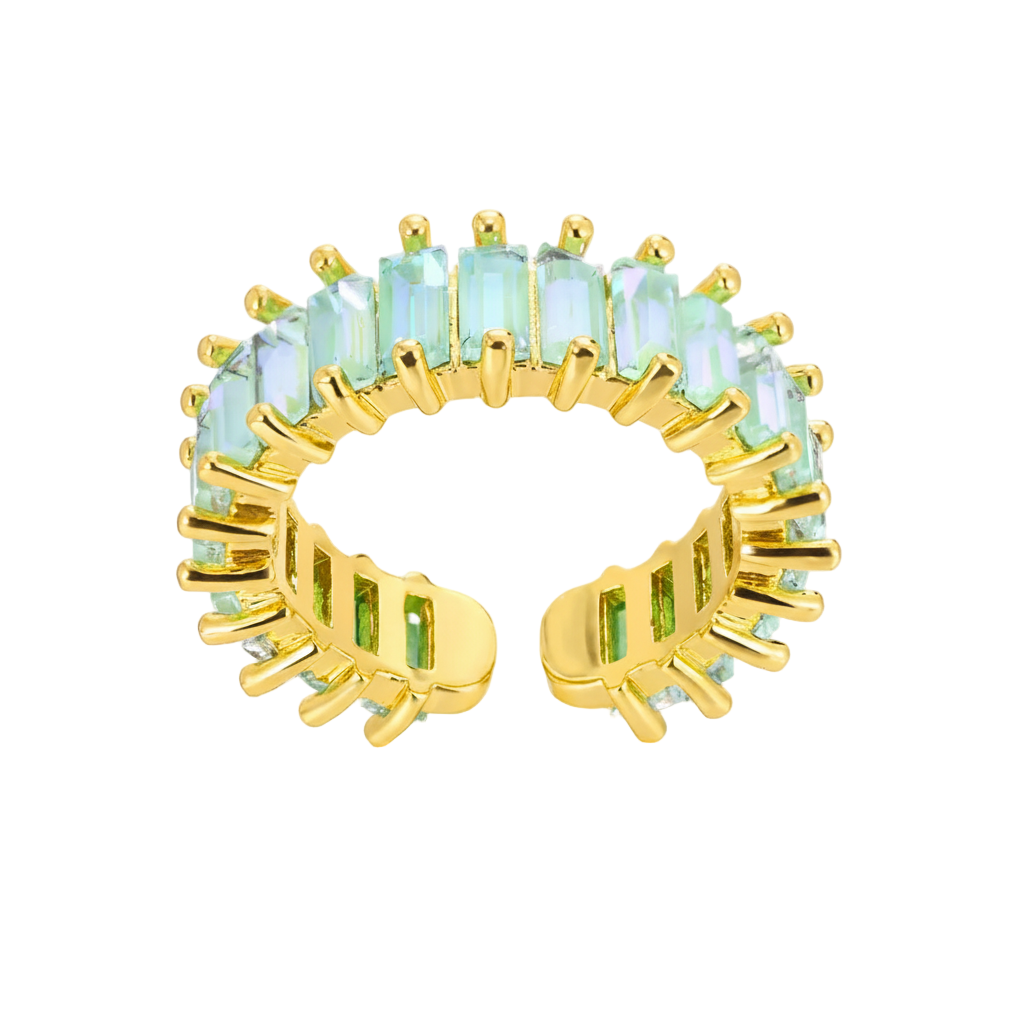 AJUSTABLE OPENING BLUE GEOMETRIC STAINLESS STEEL MODERN STYLE OPEN RINGS J-78301R