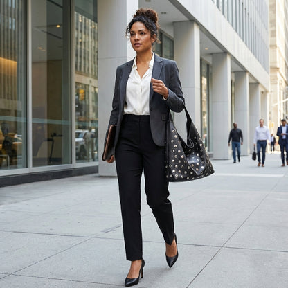 BLACK ELEGANT SOFT LEATHER&nbsp; METAL TOTE BAG MINIMALIST HANDBAG PU MATERIAL