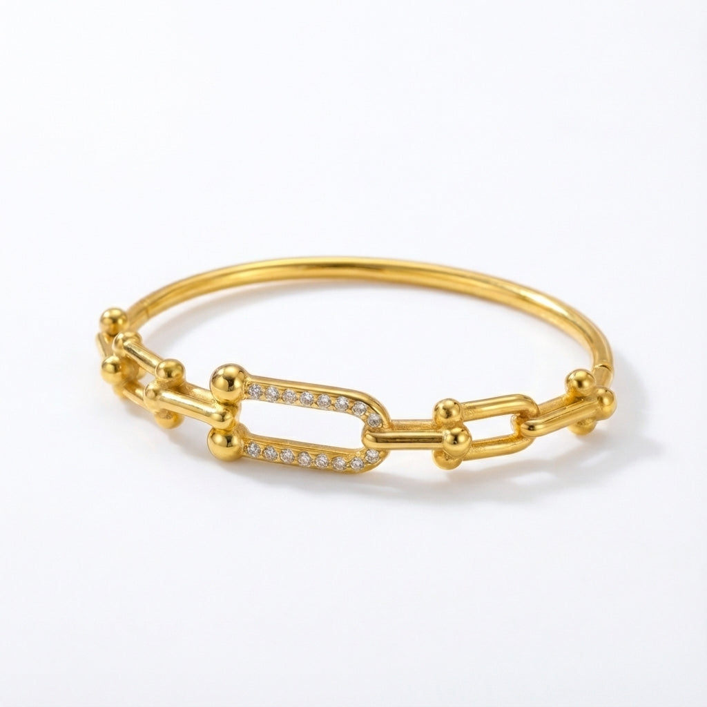 304 STAINLESS STEEL U SHAPE OVAL ION PLATING BANGLE