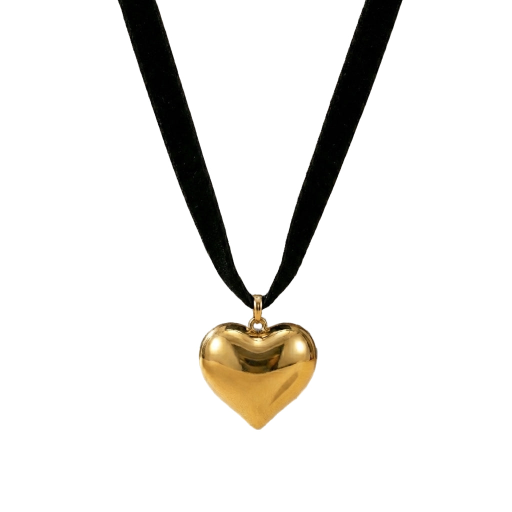 REAL PLATED 18K GOLD HEART SHAPE STAINLESS STEEL CLASSIC STYLE NECKLACE