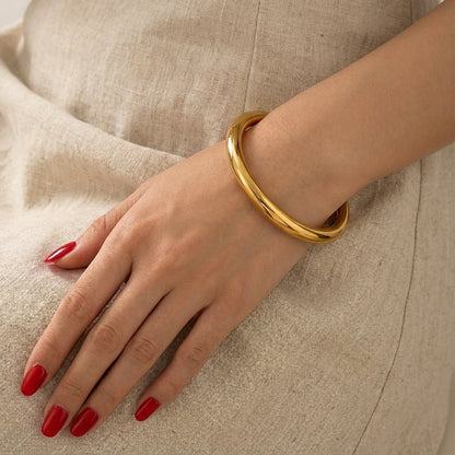 60MM STAINLESS STEEL 14K GOLD PLATED BANGLE