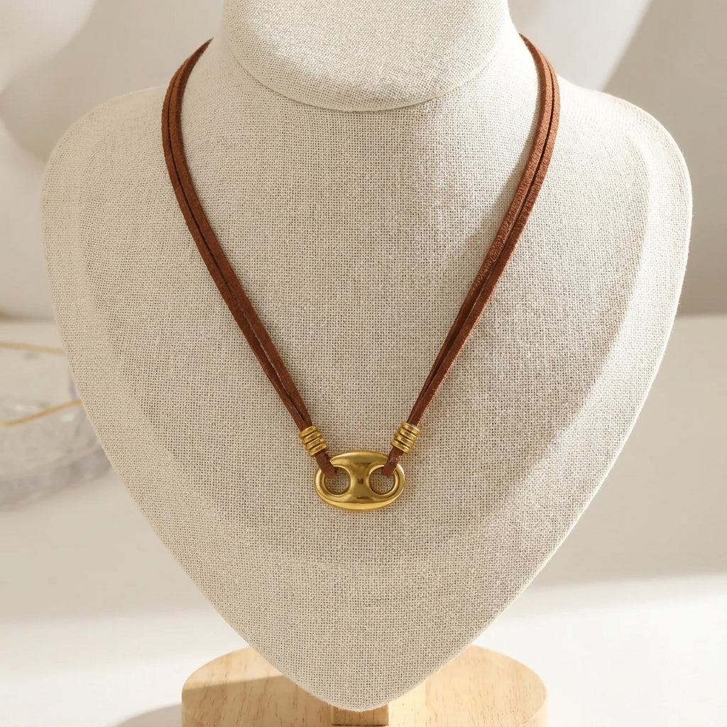 Gold Pig Nose Stainless Steel  Plated 18k Clasp Necklaces