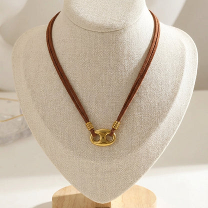 Gold Pig Nose Stainless Steel  Plated 18k Clasp Necklaces