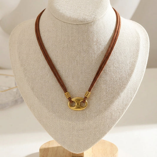 Gold Pig Nose Stainless Steel  Plated 18k Clasp Necklaces