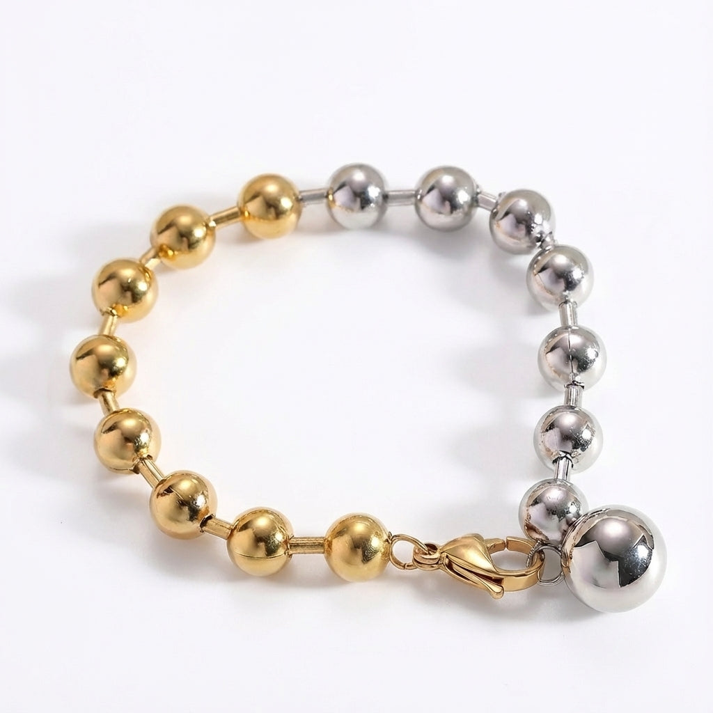 Mimi Two Tone Beaded Chain Bracelets Stainless Steel