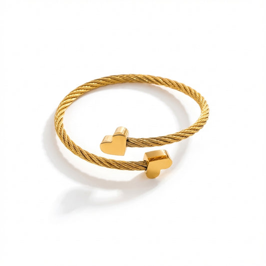Golden Stainless Steel Heart Bangle