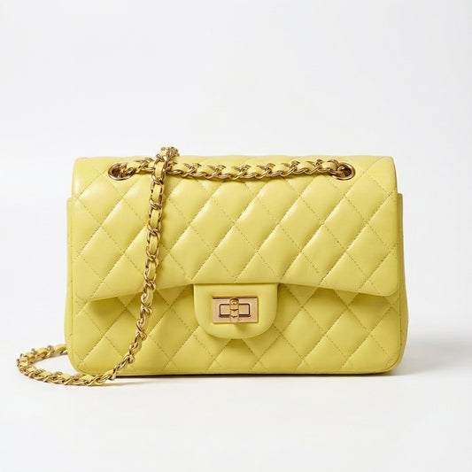 Yellow Genuine Leather Square Bag