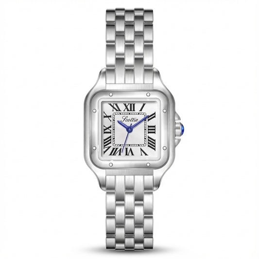 Steel White Shell Small Square Water Resistance Women's Watches