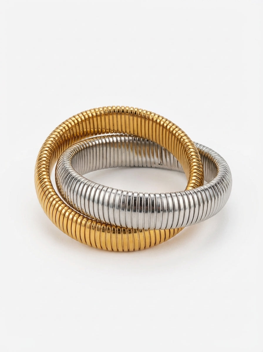 16mm ,Length 20cm Stainless Steel Two Tone Bangle