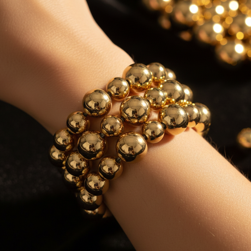 CASUAL MODERN STYLE CLASSIC STYLE ROUND 18K GOLD PLATED PLASTIC BRACELETS J-41236B