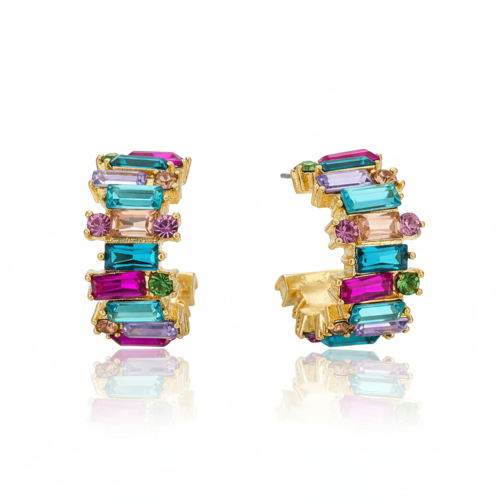 1 PAIR GOLD FASHION FLOWER DIAMOND ALLOY ARTIFICIAL GEMSTONES EARRINGS J-59325E