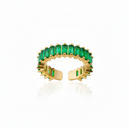 ADJUSTABLE OPENING GREEN IG STYLE ELEGANT GEOMETRIC 304 STAINLESS STEEL RINGS J-49248R