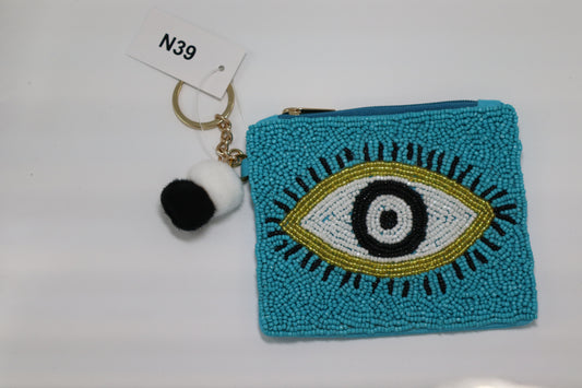 EYE KEYCHAIN BEADED COIN PURSE