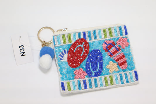 SANDALS KEYCHAIN BEADED COIN PURSE