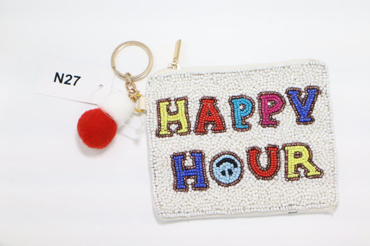 HAPPY HOUR KEYCHAIN BEADED COIN PURSE