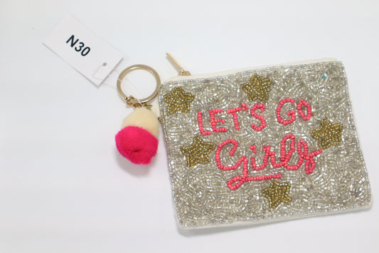 LET’S GO GIRLS KEYCHAIN BEADED COIN PURSE