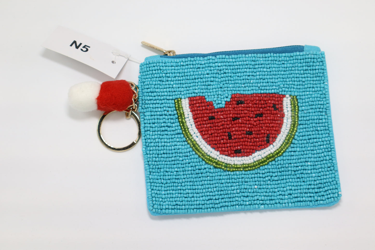 WATERMELON KEYCHAIN BEADED COIN PURSE