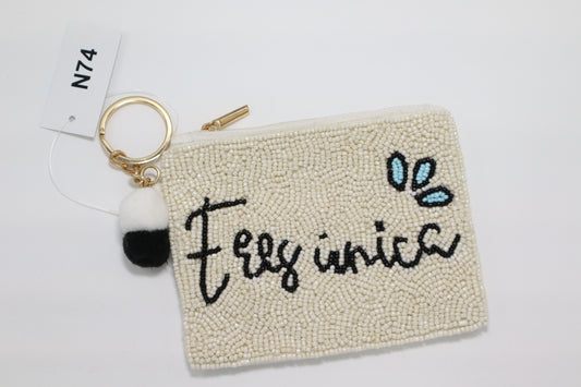 ERES UNICA KEYCHAIN BEADED COIN PURSE