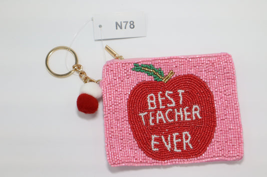 TEACHER FUEL KEYCHAIN BEADED COIN PURSE