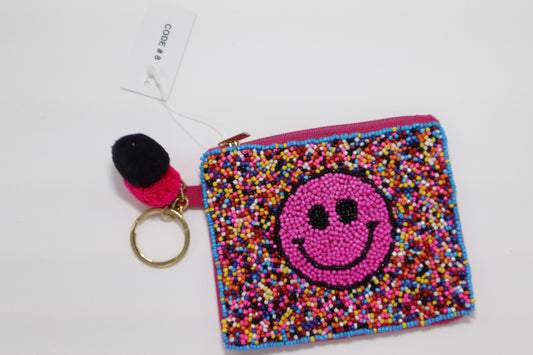 SMILE KEYCHAIN BEADED COIN PURSE
