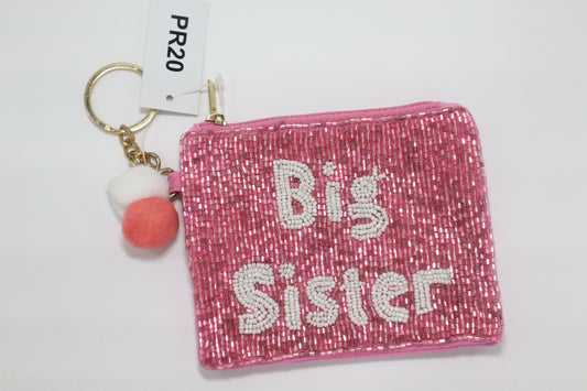 BIG SISTER KEYCHAIN BEADED COIN PURSE