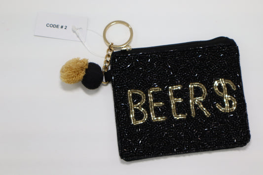 BEER $ KEYCHAIN BEADED COIN PURSE