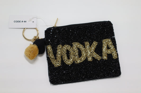 VODKA KEYCHAIN BEADED COIN PURSE