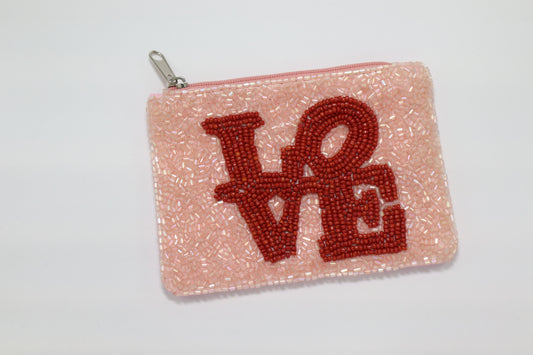 LOVE BEADED COIN PURSE