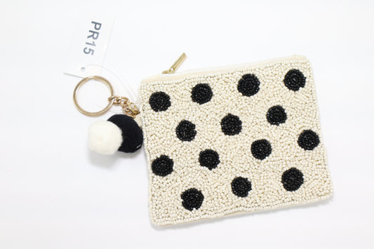 POLKA DOTS KEYCHAIN BEADED COIN PURSE