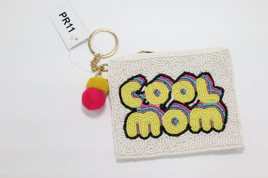 COOL MOM KEYCHAIN BEADED COIN PURSE