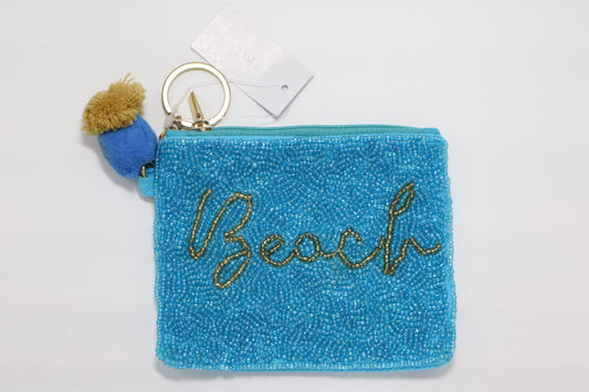 BEACH KEYCHAIN BEADED COIN PURSE