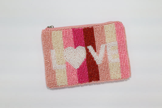 LOVE BEADED COIN PURSE