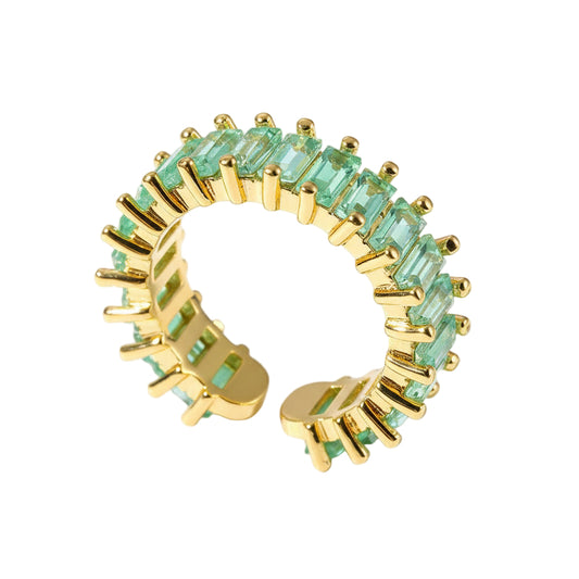 AJUSTABLE OPENING BLUE GEOMETRIC STAINLESS STEEL MODERN STYLE OPEN RINGS J-78301R