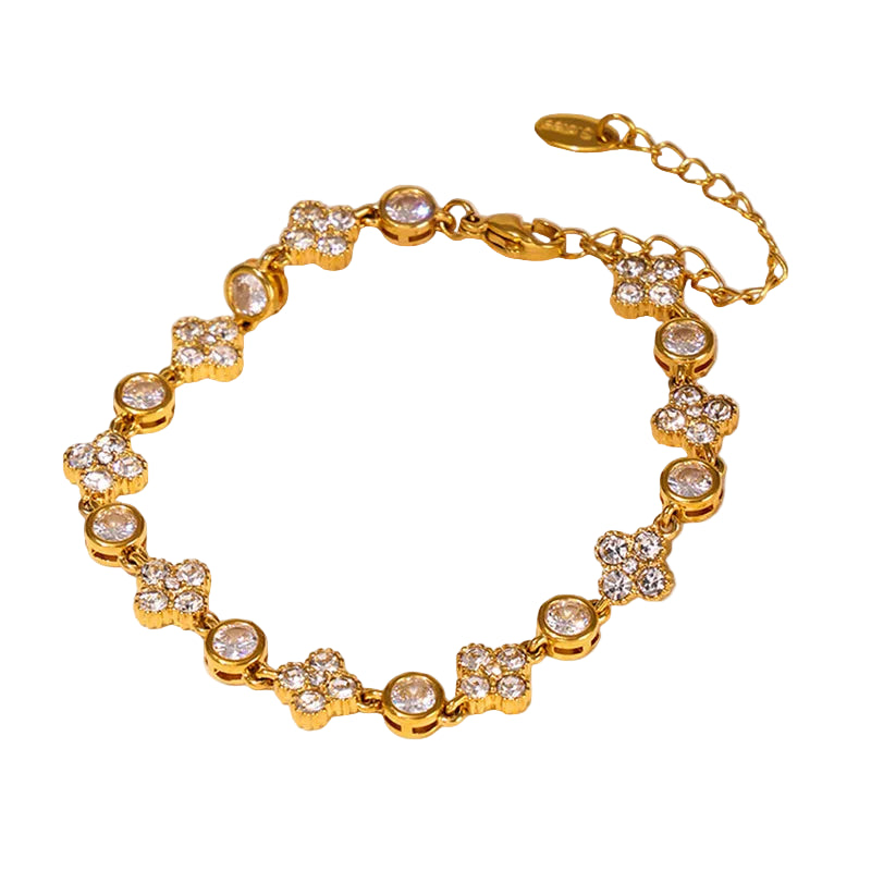 COATED REAL GOLD PLATED 18K GOLD FLOWER 304 STAINLESS STEEL ELEGANT CLASSIC STYLE WATERPROOF NON TARNISH 304 STAINLESS STEEL BRACELETS J-86629B