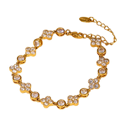 COATED REAL GOLD PLATED 18K GOLD FLOWER 304 STAINLESS STEEL ELEGANT CLASSIC STYLE WATERPROOF NON TARNISH 304 STAINLESS STEEL BRACELETS J-86629B