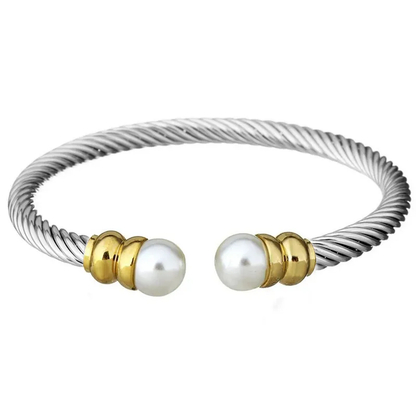 Aurelie two tone bangle with Pearl