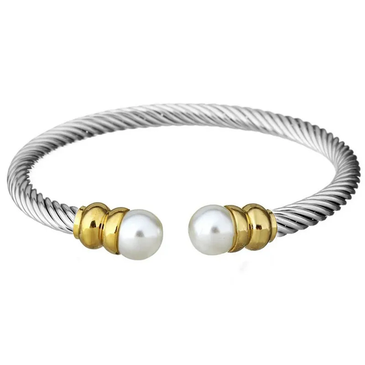 Aurelie two tone bangle with Pearl