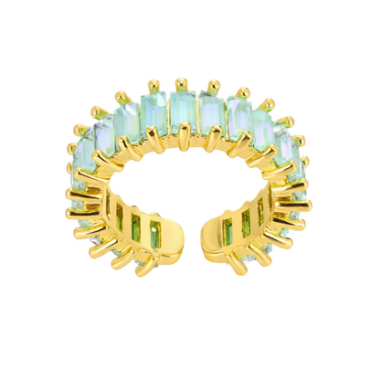 AJUSTABLE OPENING BLUE GEOMETRIC STAINLESS STEEL MODERN STYLE OPEN RINGS J-78301R