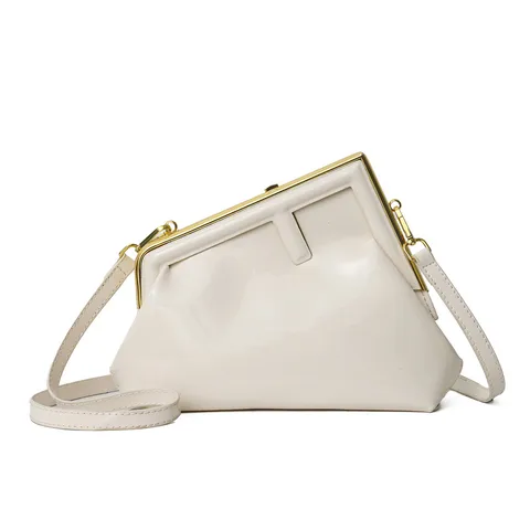 WHITE BRIGHT SURFACE TRIANGULAR LADIES SHOULDER BAG FASHIONABLE CROSSBODY UNDERARM BAG
