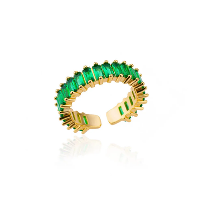 ADJUSTABLE OPENING GREEN IG STYLE ELEGANT GEOMETRIC 304 STAINLESS STEEL RINGS J-49248R